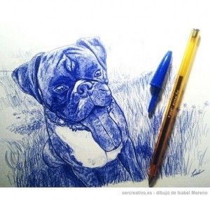 Dibujo de perro bulldog hecho a boli